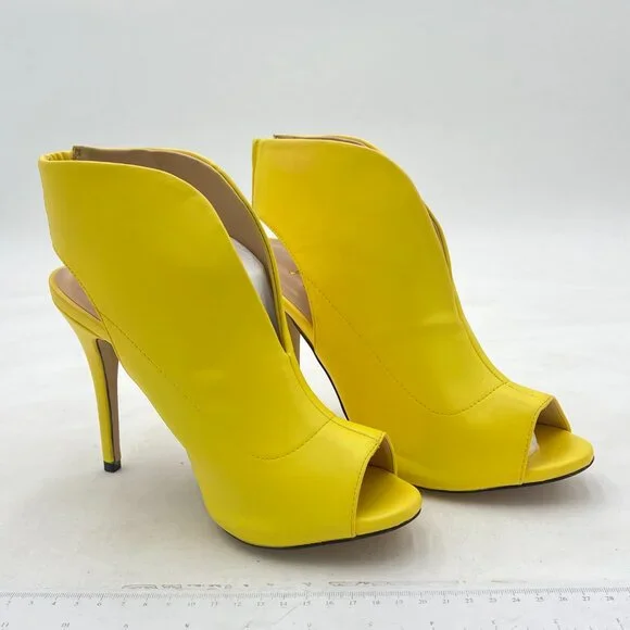 YDN Yellow Chic Slingback Peep Toe High Heel Sandals Ankle Boots Cutout Shoe - Picture 4 of 8